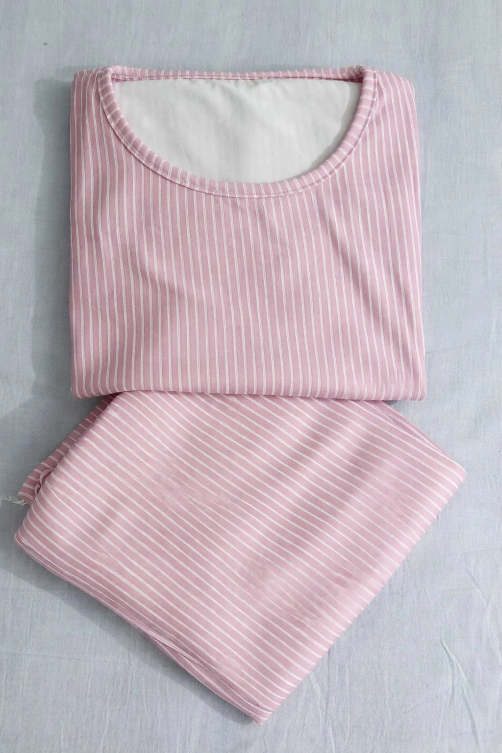 Pink Striped Cotton Night Suit